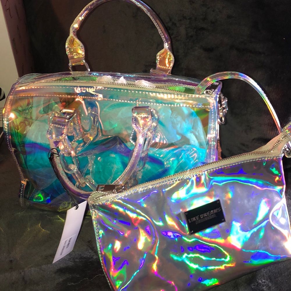 New with tags iridescent bag with clutch